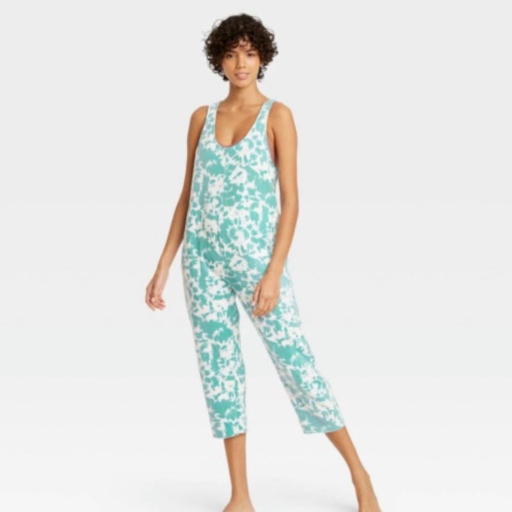 Colsie Women’s Loungewear Tie Dye Jumpsuit | Blue, White